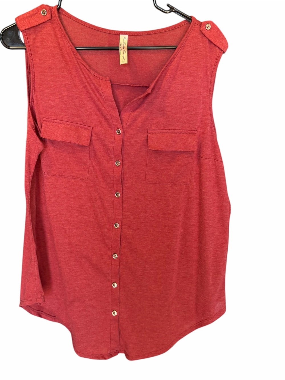PerSeption Concept Button-Front Sleeveless shirt in Brick Red